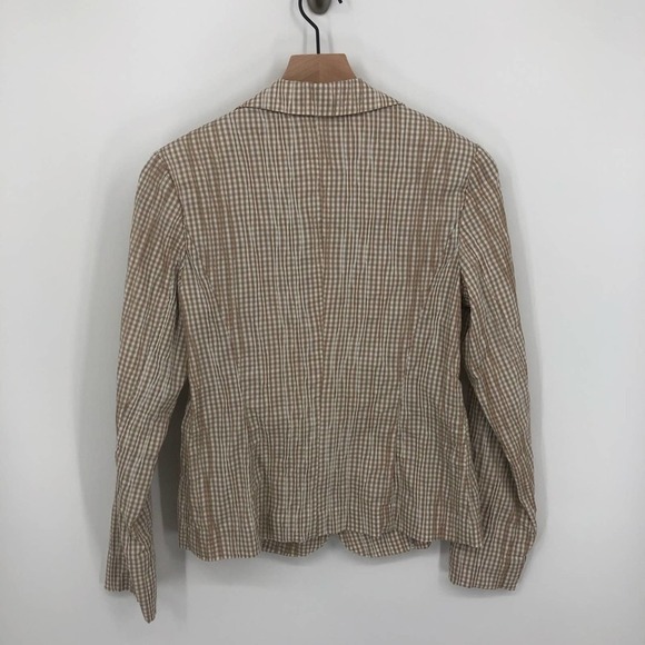 CAbi Ginger Snap Tan and White Check Lightweight Blazer Style Button Jacket Sz S - Picture 10 of 12